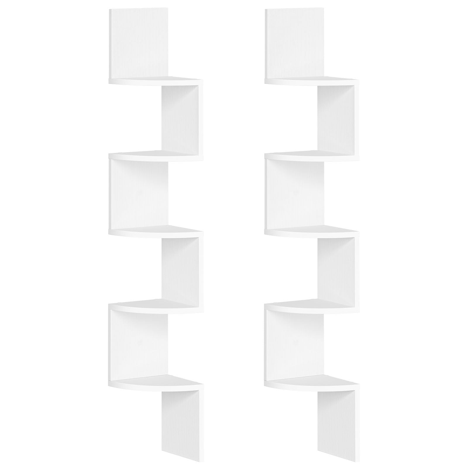 HOOBRO Corner Shelf Wall-Mounted, Set of 2 Floating Corner Shelves for Wall, 4-Tier Corner Bookshelves for Living Room, Bedroom, Bathroom, Home Office, Rustic Brown BF25BJP201