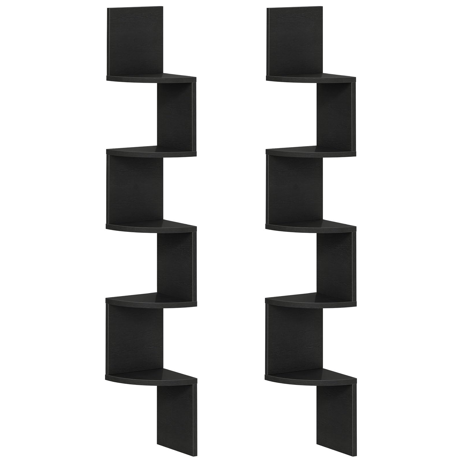 HOOBRO Corner Shelf Wall-Mounted, Set of 2 Floating Corner Shelves for Wall, 4-Tier Corner Bookshelves for Living Room, Bedroom, Bathroom, Home Office, Rustic Brown BF25BJP201