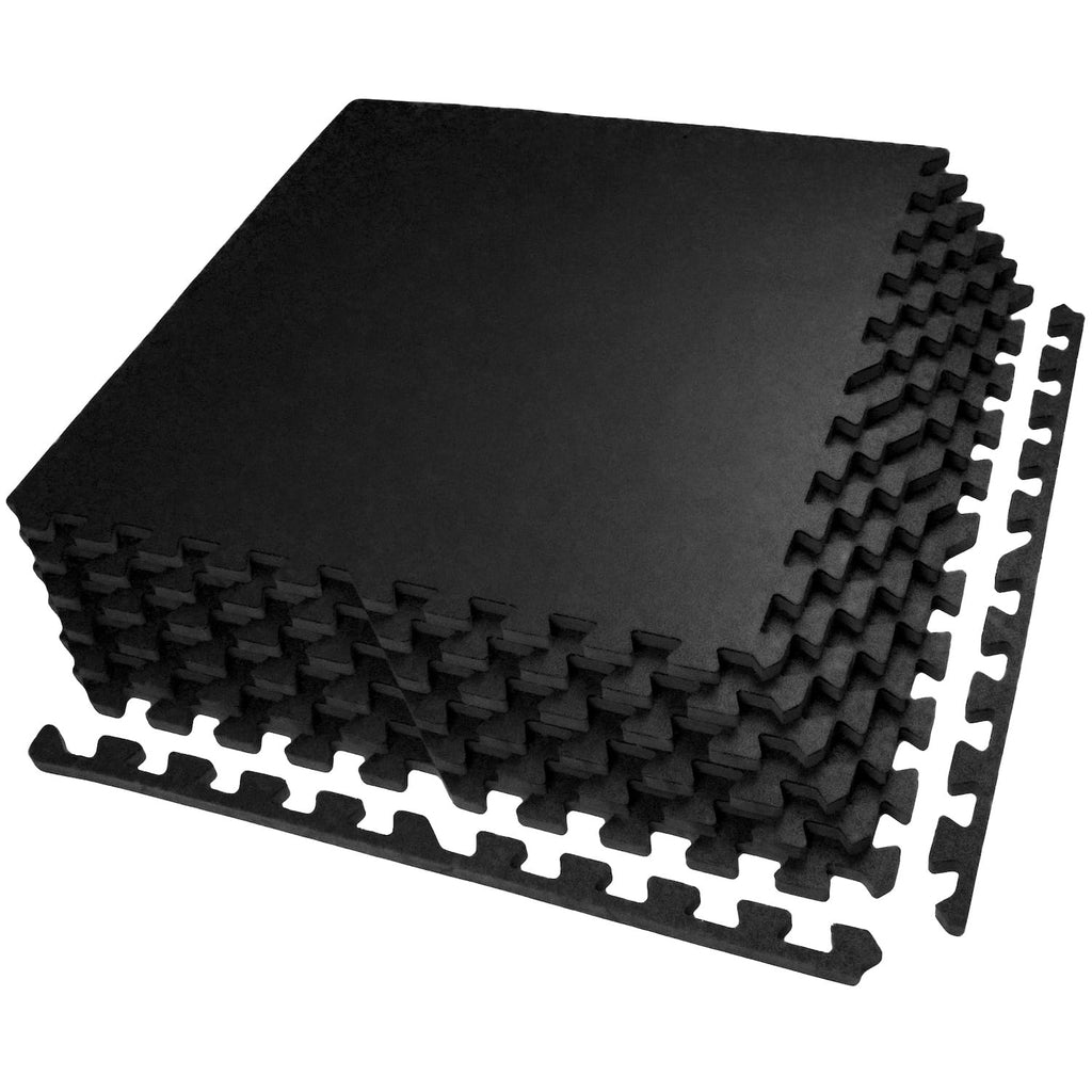 AIRHOP 0.56in Thick 48 Sq Ft Exercise Equipment Mats, 12 Tiles Upgraded Rubber Top with High Density EVA Foam, Large Interlocking Puzzle Gym Flooring for Home Gym, Heavy Weight Workout, 24 x 24in