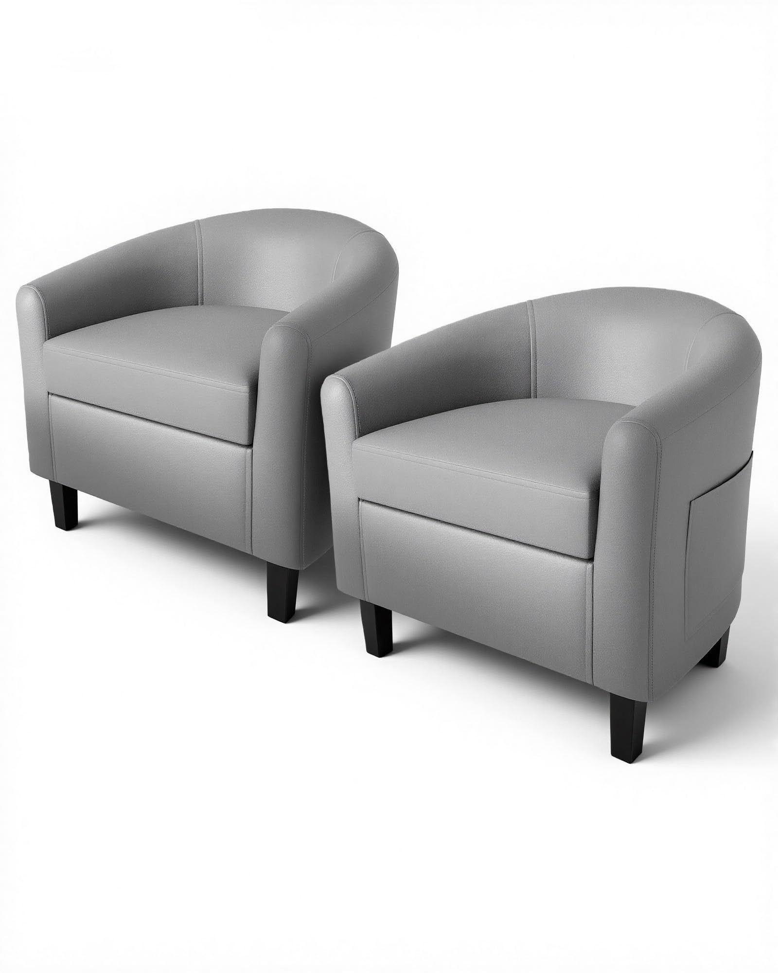 GarveeHome Accent Chair Faux Leather Barrel Chairs Club Armchair with Soft Seat for Living Room Bedroom Reading Waiting Room - Brown