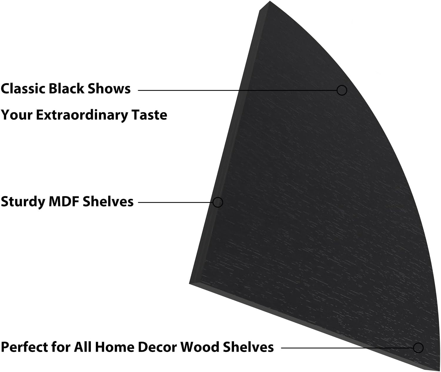 HORLIMER Floating Corner Shelf Wall Mount, Set of 6 Rustic Wood Corner Wall Shelves for Bedroom, Living Room, Bathroom, Kitchen (Black)