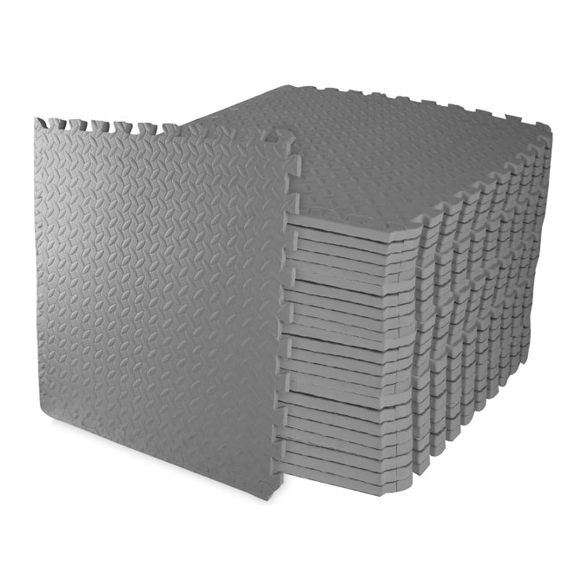 BalanceFrom Puzzle Exercise Mat 1/2' Thick, EVA Interlocking Foam Floor Tiles for Home Gym, Mat for Home Workout Equipment, Floor Padding for Kids, Black, 24 in x 24 in x 1/2 in, 24 Sq Ft - 6 Tiles