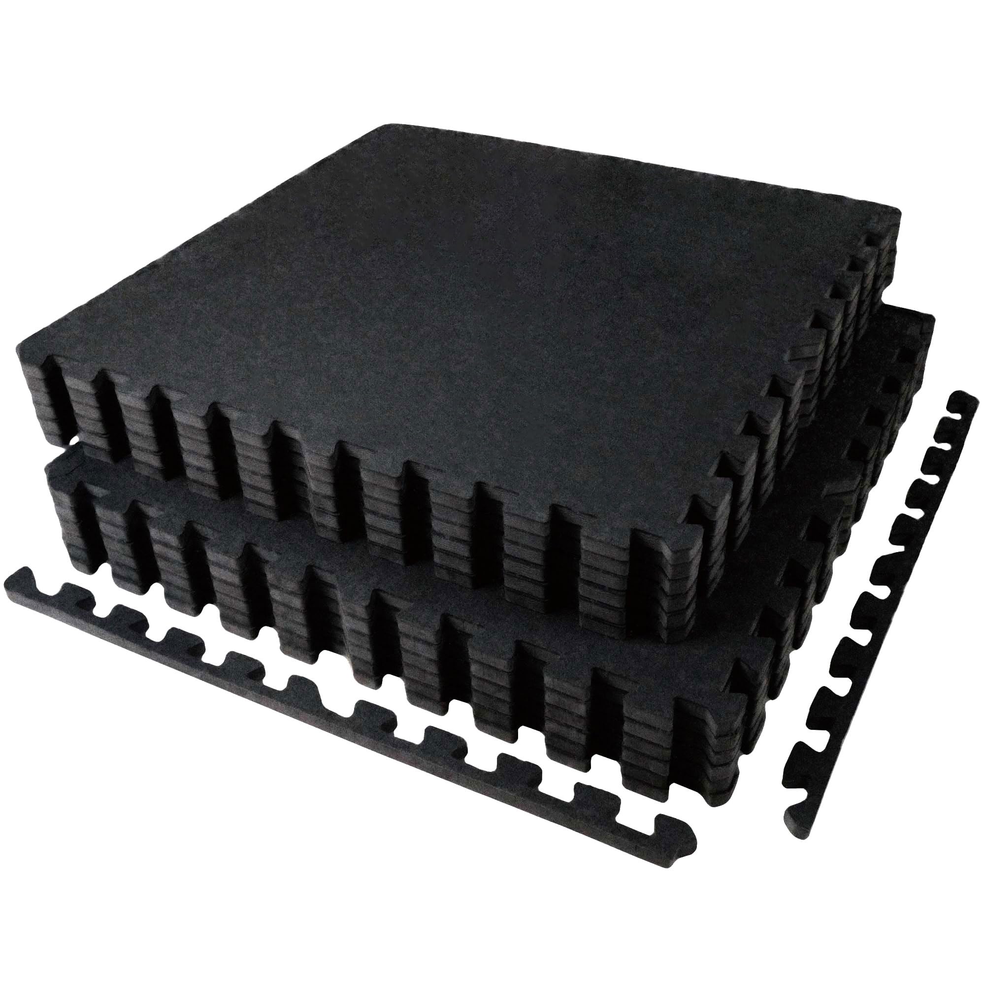 AIRHOP 0.56in Thick 48 Sq Ft Exercise Equipment Mats, 12 Tiles Upgraded Rubber Top with High Density EVA Foam, Large Interlocking Puzzle Gym Flooring for Home Gym, Heavy Weight Workout, 24 x 24in