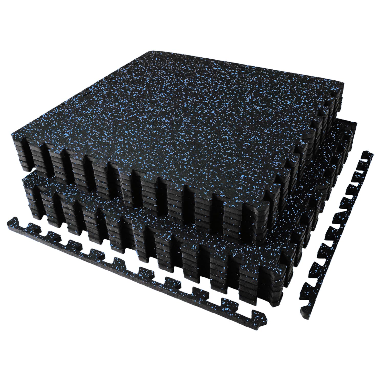 AIRHOP 0.56in Thick 48 Sq Ft Exercise Equipment Mats, 12 Tiles Upgraded Rubber Top with High Density EVA Foam, Large Interlocking Puzzle Gym Flooring for Home Gym, Heavy Weight Workout, 24 x 24in