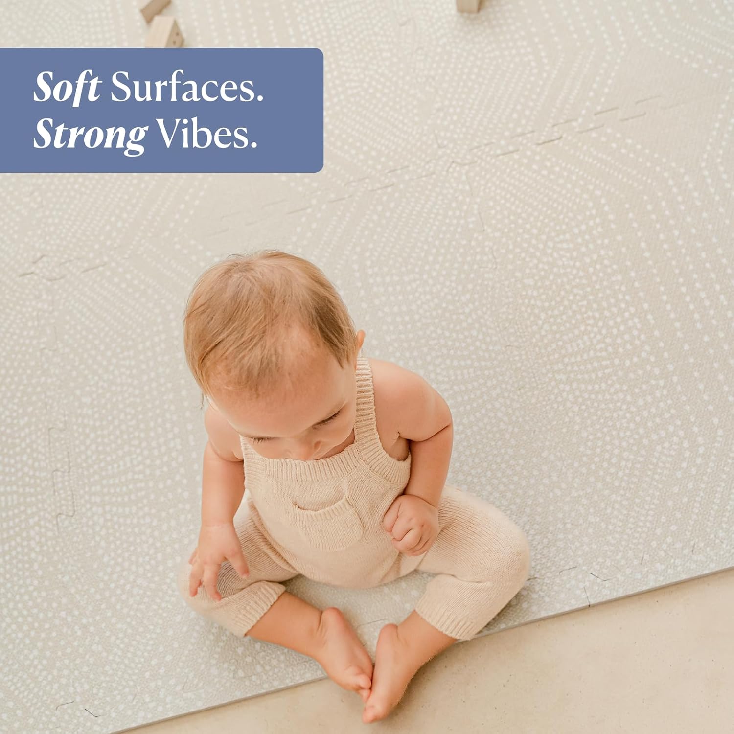 Toddlekind Playmat - Premium Foam Playmat, 4 x 6 feet, 6 Tile Extra Thick Foam Floor Puzzle Mat for Babies/Toddlers Stylish, Non-Toxic, Odorless. Perfect for Tummy Time, Crawling, & Play. 0m+ (Cream)