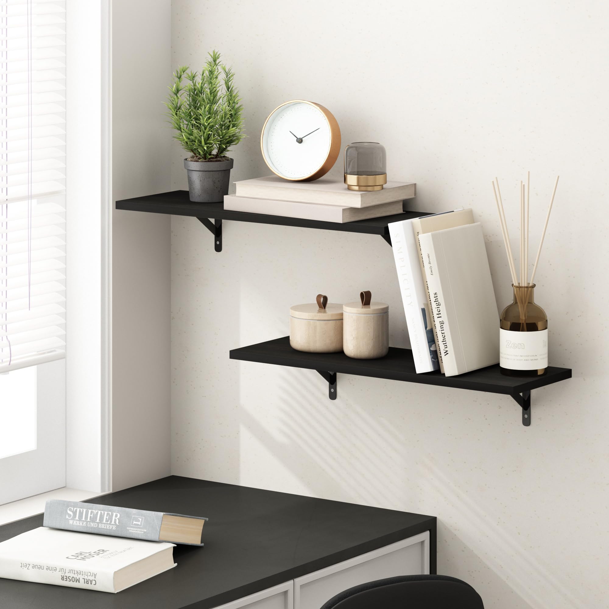 Furinno Rossi 5-Tier Floating Corner Shelf for Wall, Corner Zigzag Shelf Wall Mounted, Radial Wall Mount Shelves, for Home Office, Living Room, Bedroom, Bathroom, White