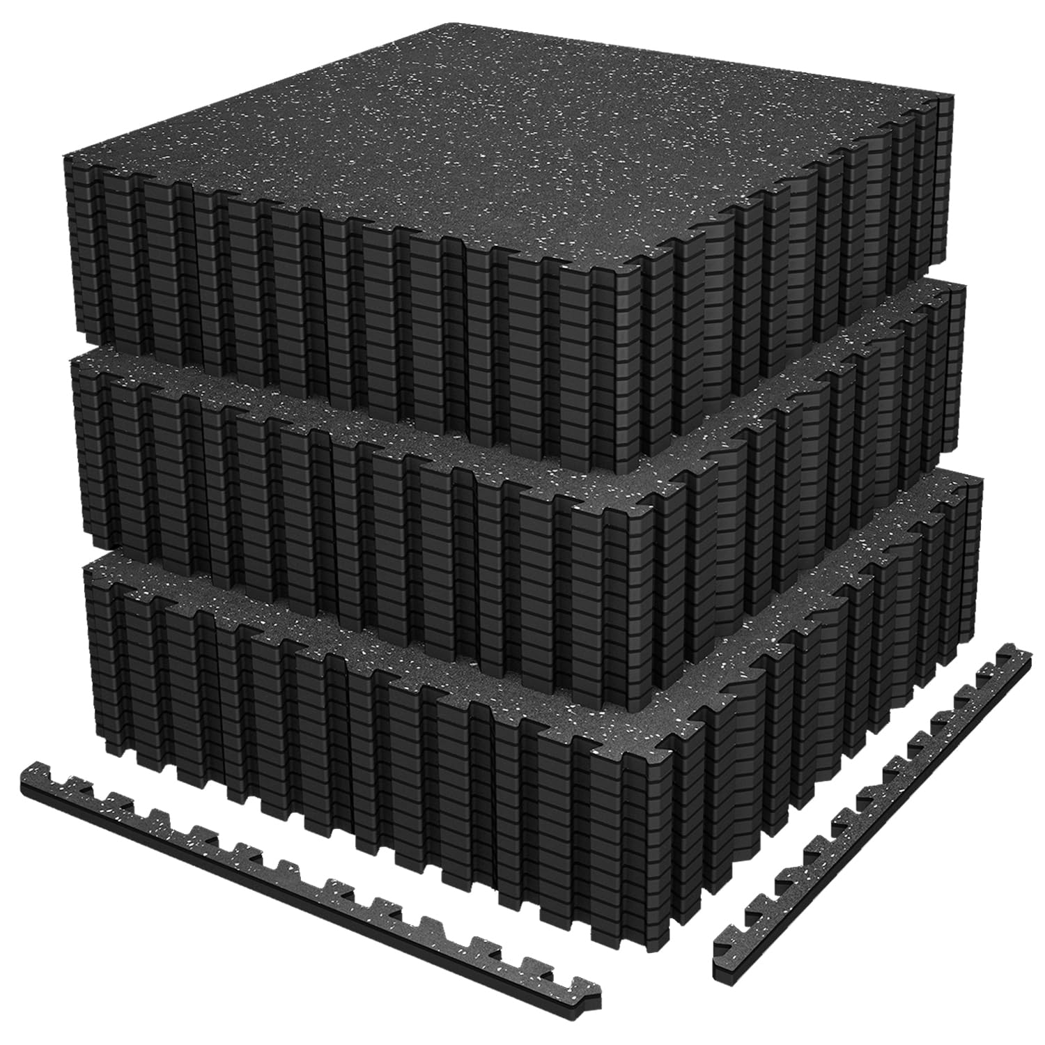 AIRHOP 0.56in Thick 48 Sq Ft Exercise Equipment Mats, 12 Tiles Upgraded Rubber Top with High Density EVA Foam, Large Interlocking Puzzle Gym Flooring for Home Gym, Heavy Weight Workout, 24 x 24in