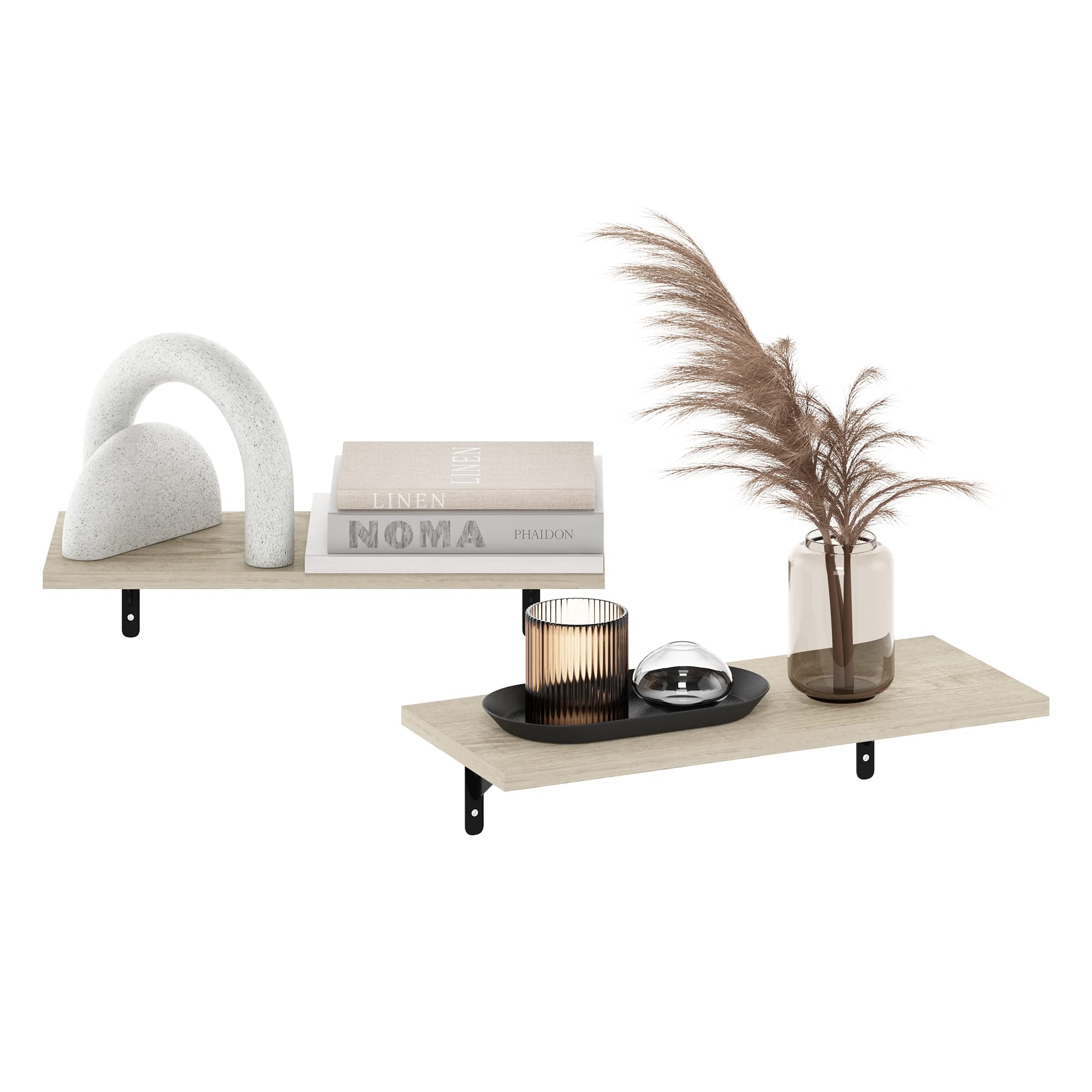 Furinno Rossi 5-Tier Floating Corner Shelf for Wall, Corner Zigzag Shelf Wall Mounted, Radial Wall Mount Shelves, for Home Office, Living Room, Bedroom, Bathroom, White