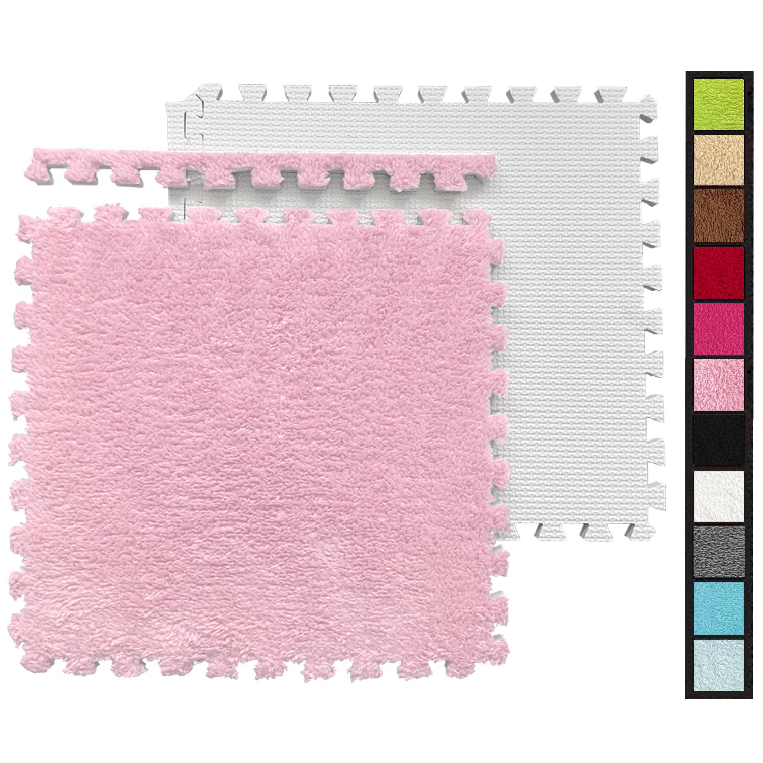 16 Pcs Kids Foam Interlocking Carpet Tiles with Border, Thick Carpet Squares Plush Floor Playmats Baby Crawling Rug - 49" x 49" (Navy Blue, 16 Tiles)