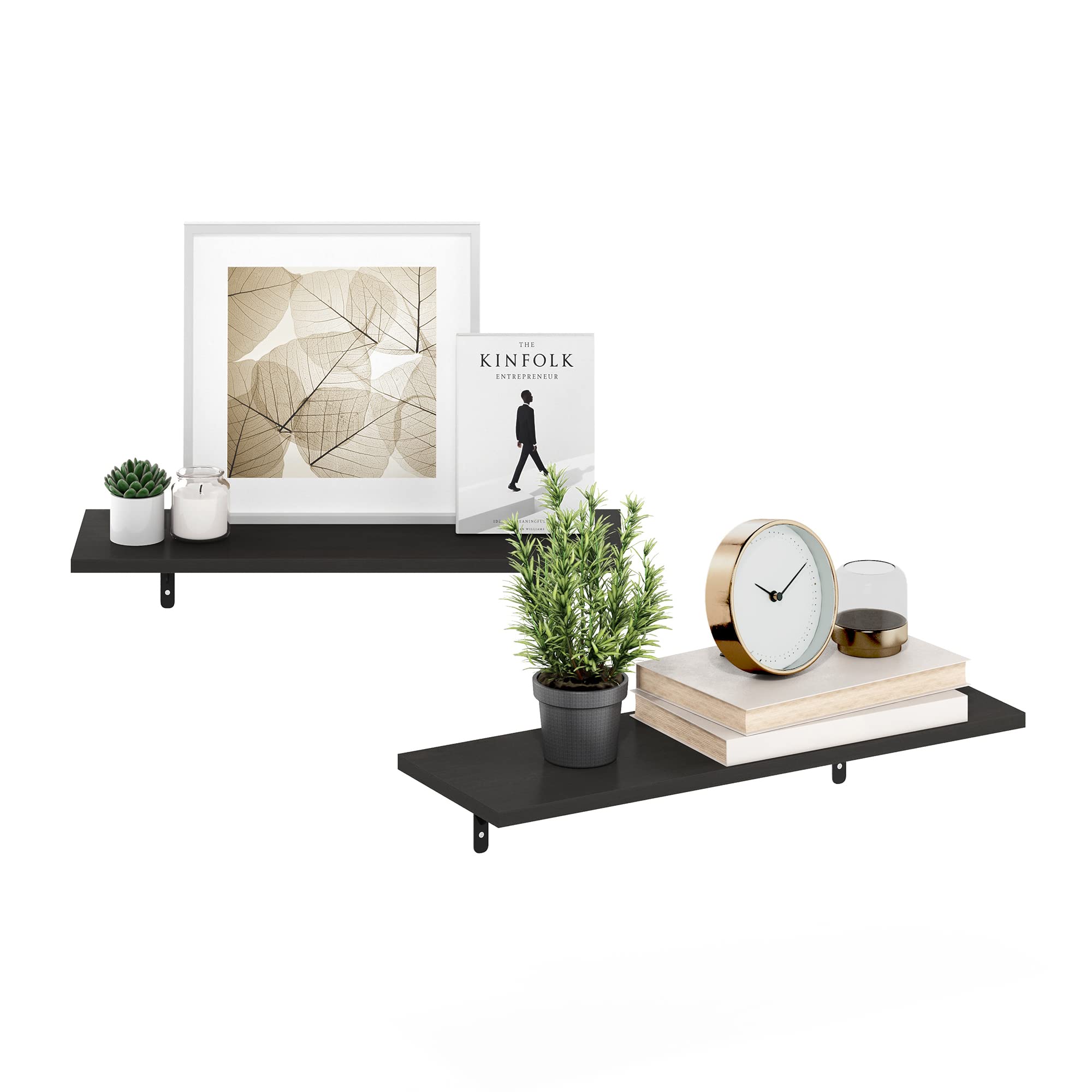 Furinno Rossi 5-Tier Floating Corner Shelf for Wall, Corner Zigzag Shelf Wall Mounted, Radial Wall Mount Shelves, for Home Office, Living Room, Bedroom, Bathroom, White