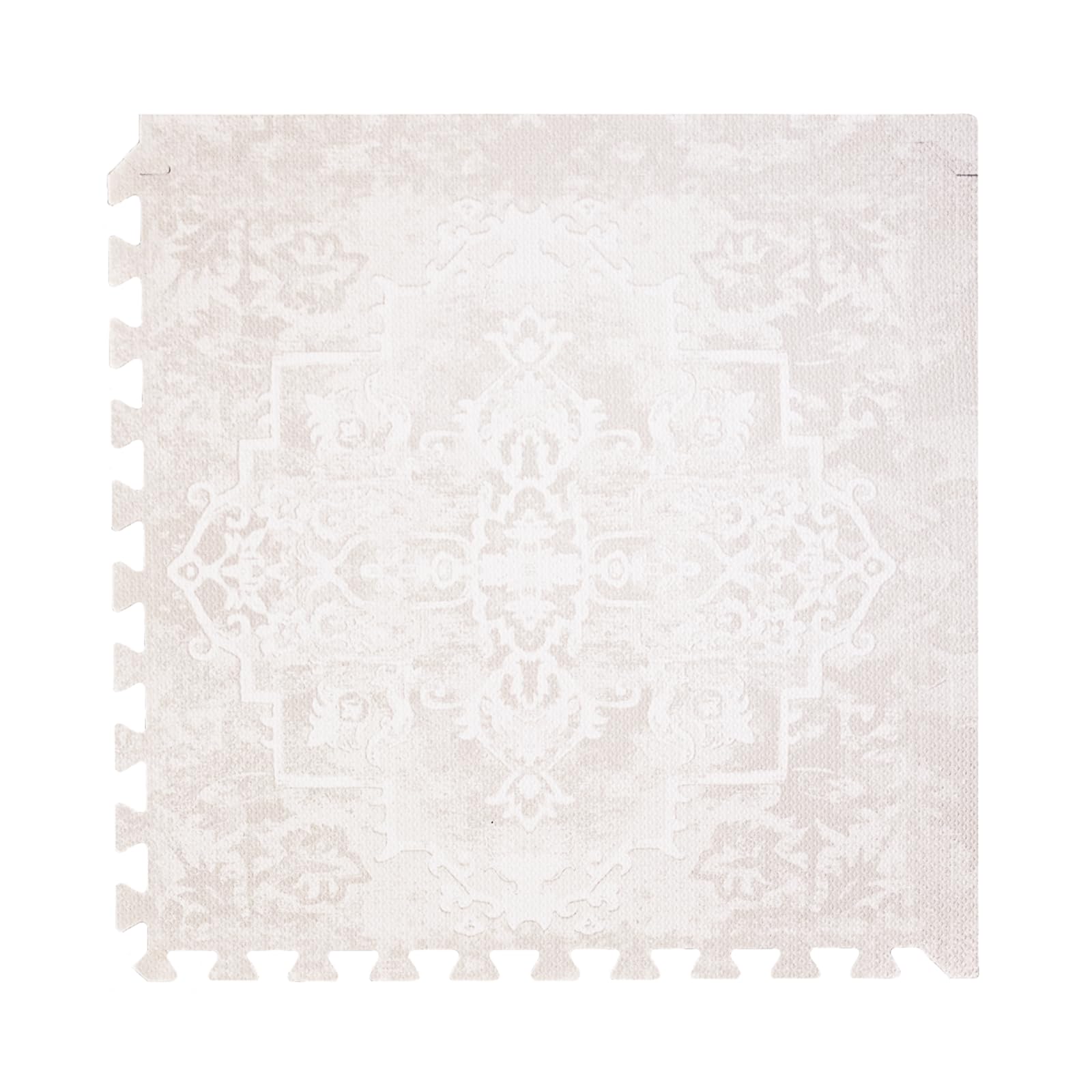 Toddlekind Playmat - Premium Foam Playmat, 4 x 6 feet, 6 Tile Extra Thick Foam Floor Puzzle Mat for Babies/Toddlers Stylish, Non-Toxic, Odorless. Perfect for Tummy Time, Crawling, & Play. 0m+ (Cream)
