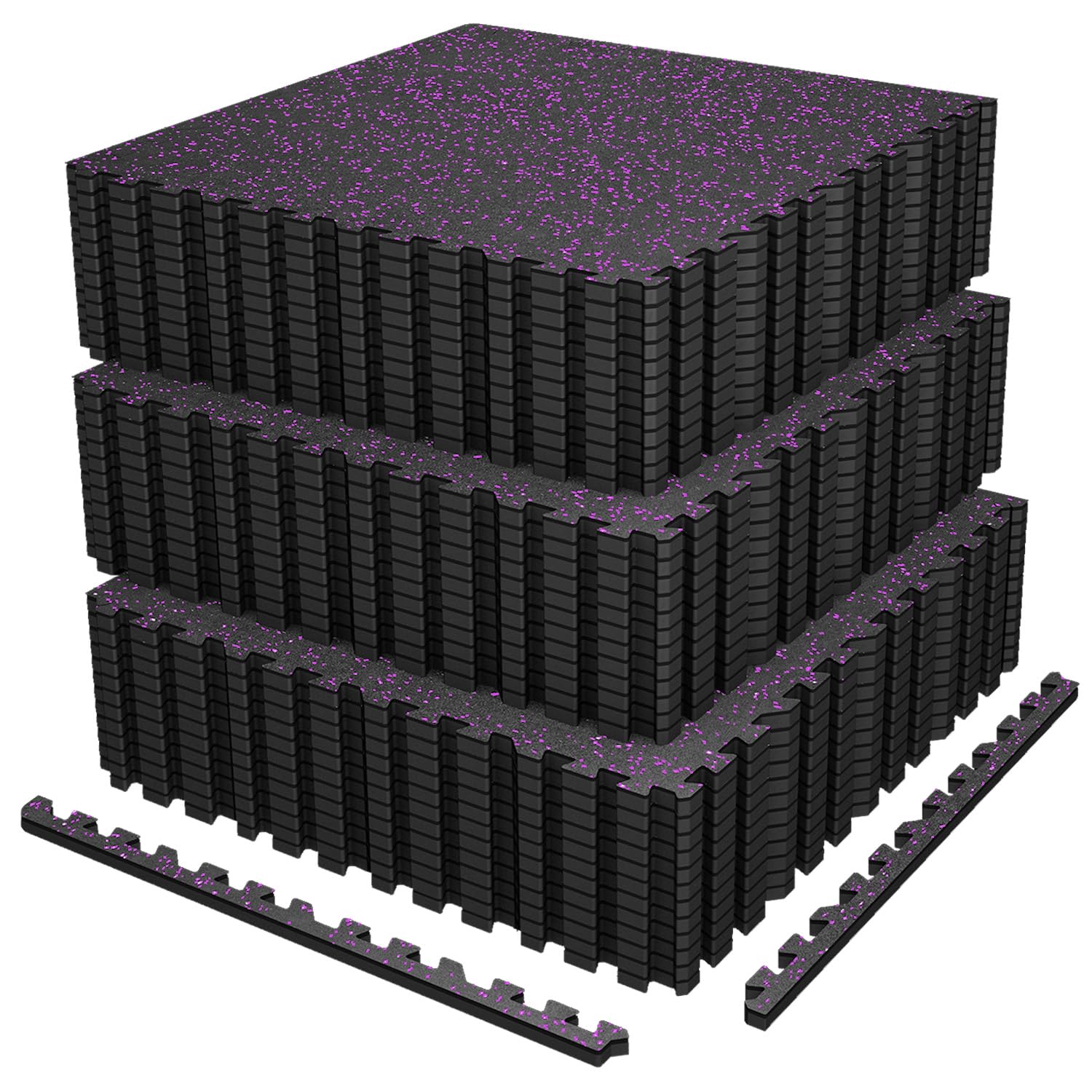 AIRHOP 0.56in Thick 48 Sq Ft Exercise Equipment Mats, 12 Tiles Upgraded Rubber Top with High Density EVA Foam, Large Interlocking Puzzle Gym Flooring for Home Gym, Heavy Weight Workout, 24 x 24in