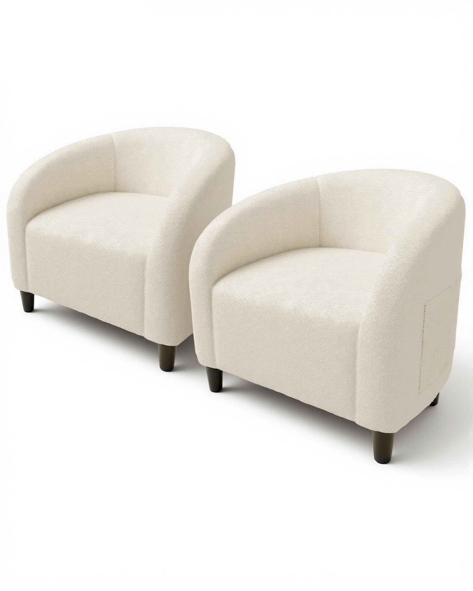 GarveeHome Accent Chair Faux Leather Barrel Chairs Club Armchair with Soft Seat for Living Room Bedroom Reading Waiting Room - Brown