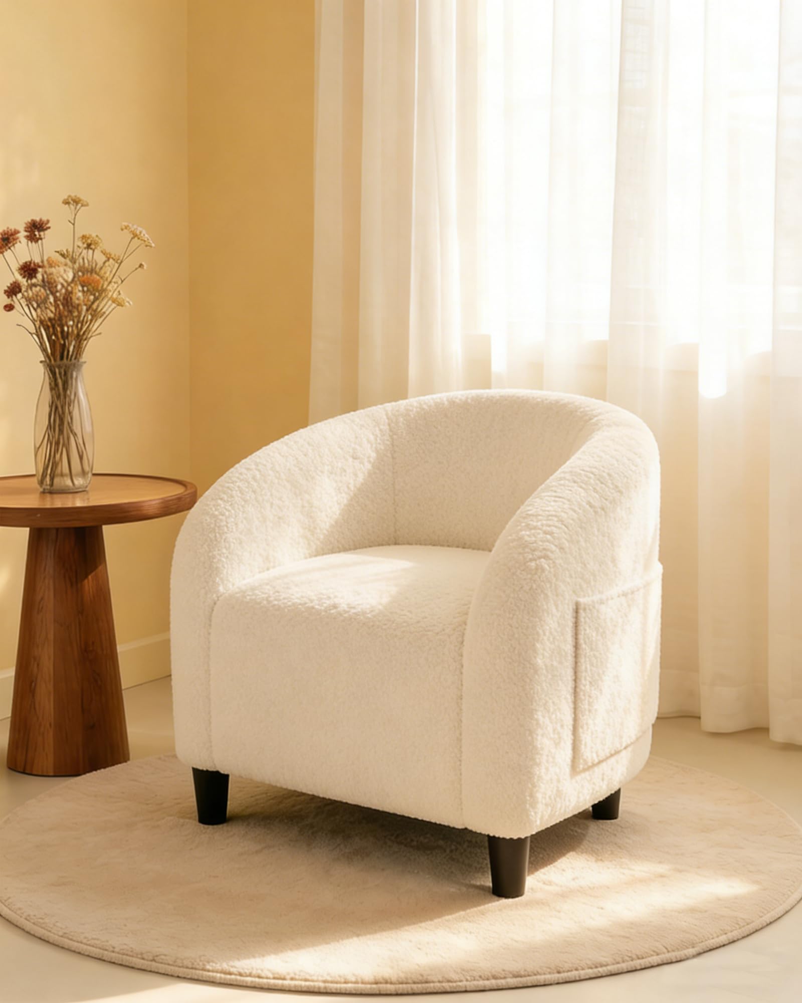 GarveeHome Accent Chair Faux Leather Barrel Chairs Club Armchair with Soft Seat for Living Room Bedroom Reading Waiting Room - Brown