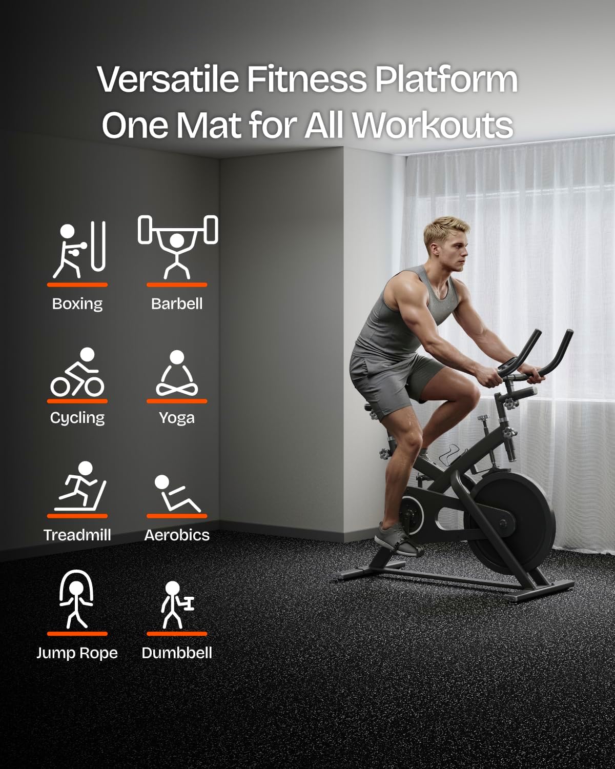 0.56 Inch Thick 48 Sq Ft Gym Flooring for Home Gym, 12 Tiles Robust Rubber Top with Eva Foam Exercise Equipment Mats, Protective Flooring Puzzle Mat for Fitness Room