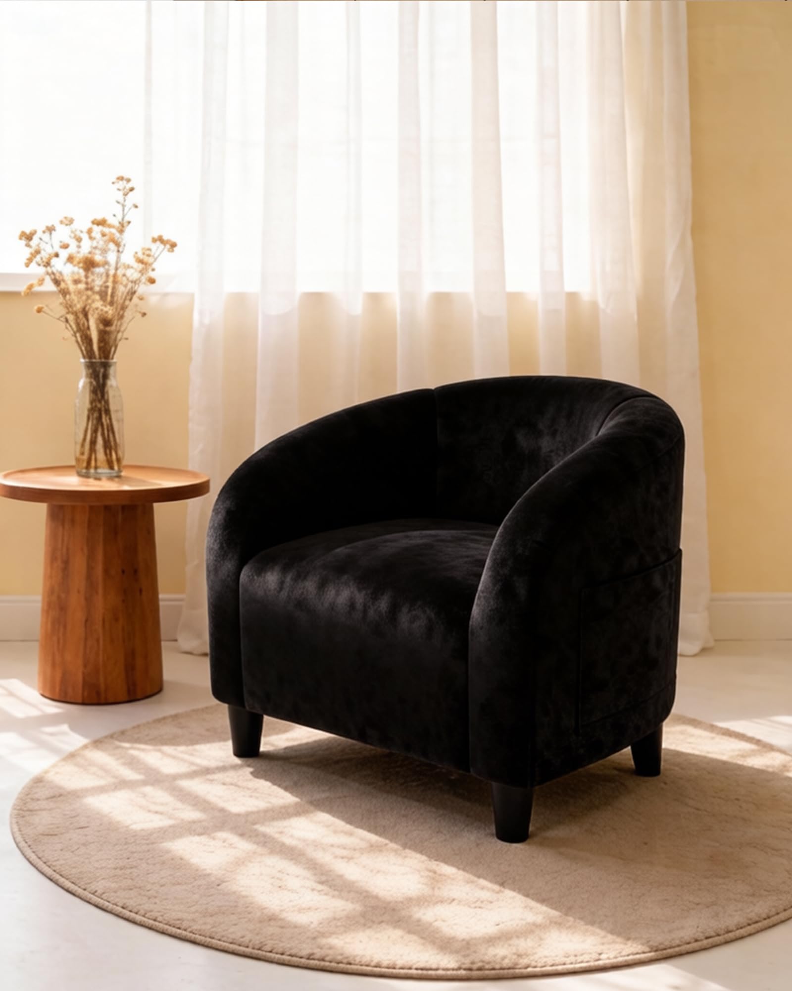 GarveeHome Accent Chair Faux Leather Barrel Chairs Club Armchair with Soft Seat for Living Room Bedroom Reading Waiting Room - Brown