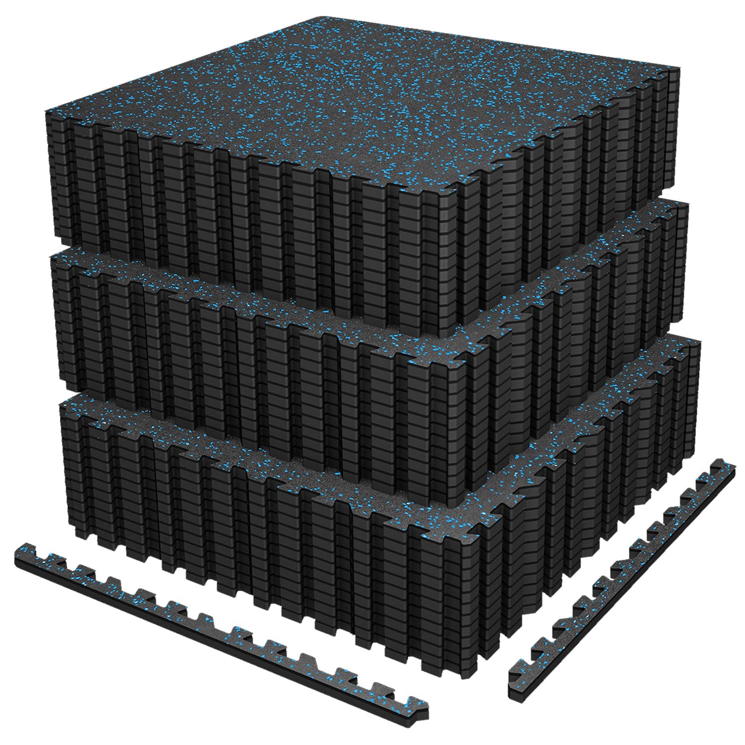 AIRHOP 0.56in Thick 48 Sq Ft Exercise Equipment Mats, 12 Tiles Upgraded Rubber Top with High Density EVA Foam, Large Interlocking Puzzle Gym Flooring for Home Gym, Heavy Weight Workout, 24 x 24in