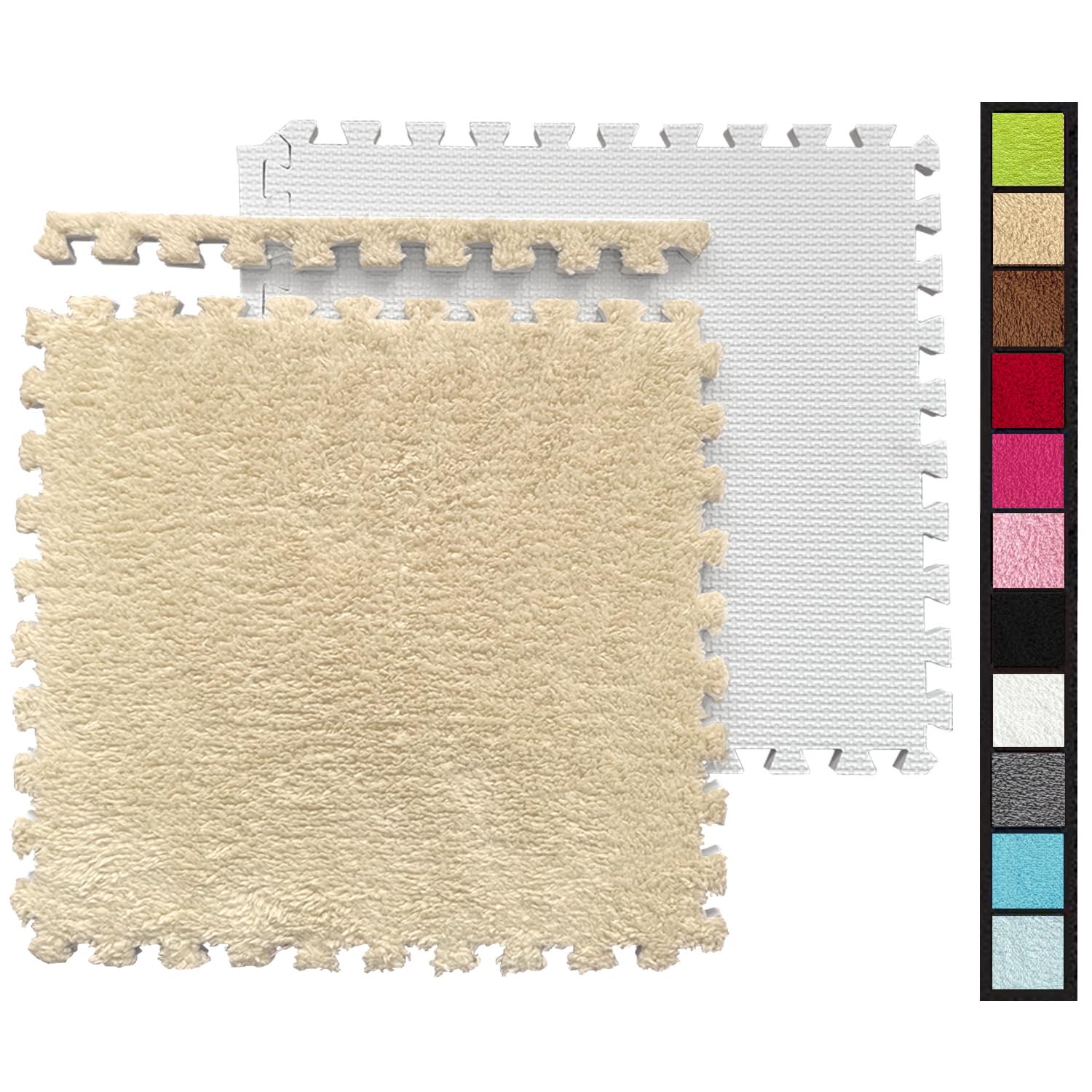 16 Pcs Kids Foam Interlocking Carpet Tiles with Border, Thick Carpet Squares Plush Floor Playmats Baby Crawling Rug - 49" x 49" (Navy Blue, 16 Tiles)