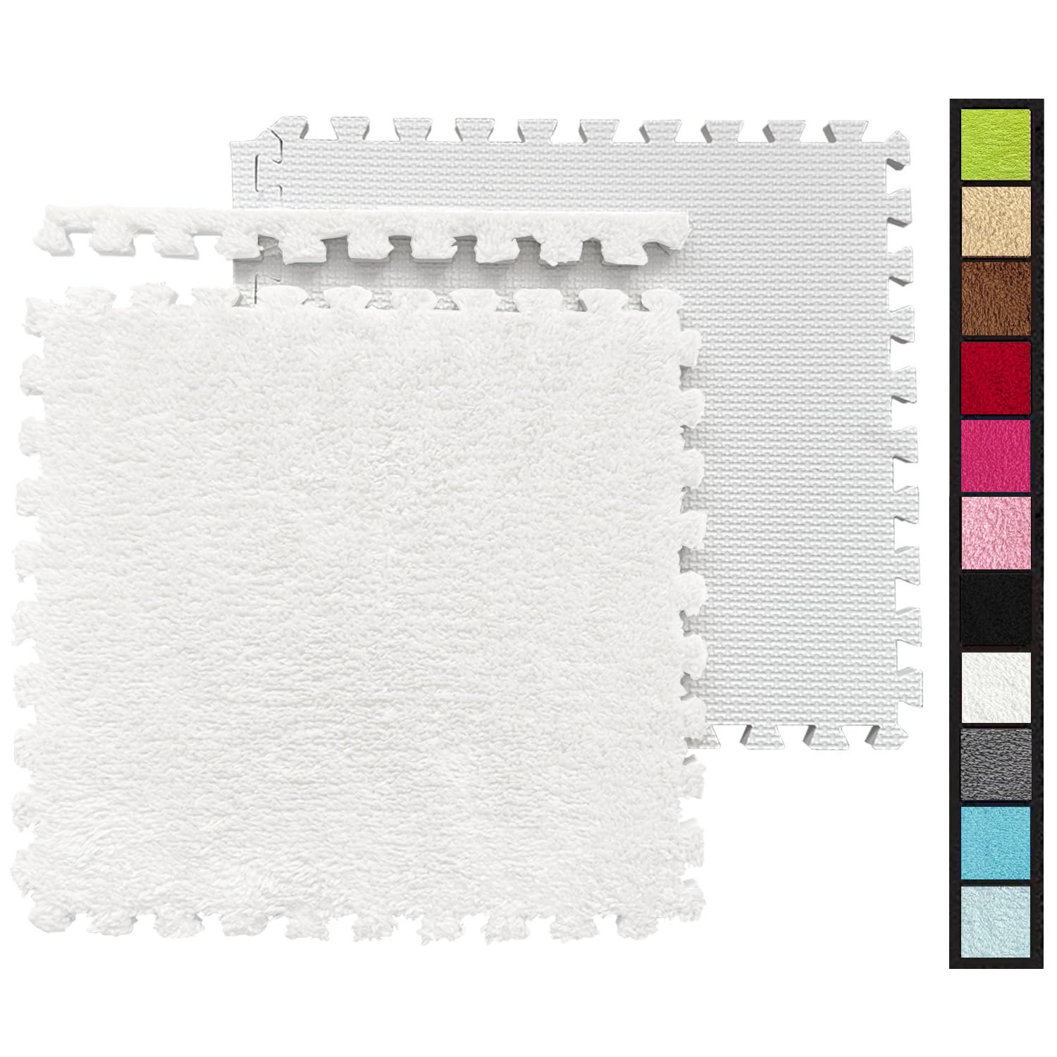 16 Pcs Kids Foam Interlocking Carpet Tiles with Border, Thick Carpet Squares Plush Floor Playmats Baby Crawling Rug - 49" x 49" (Navy Blue, 16 Tiles)