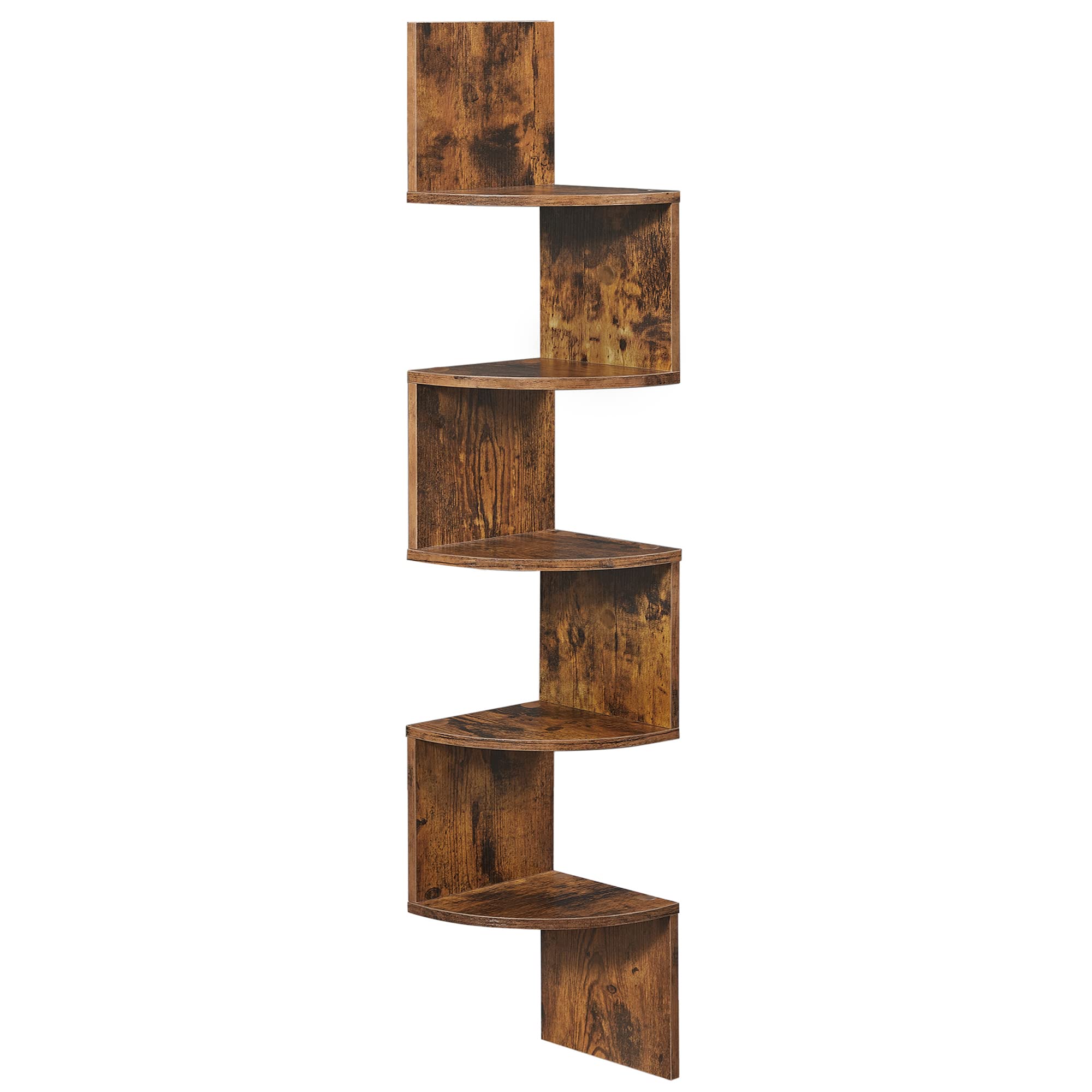 VASAGLE Corner Shelf Wall Mount, 5-Tier Floating Corner Bookshelf, Plant Shelf for Bedroom, Living Room, Bathroom, Home Office, Cloud White