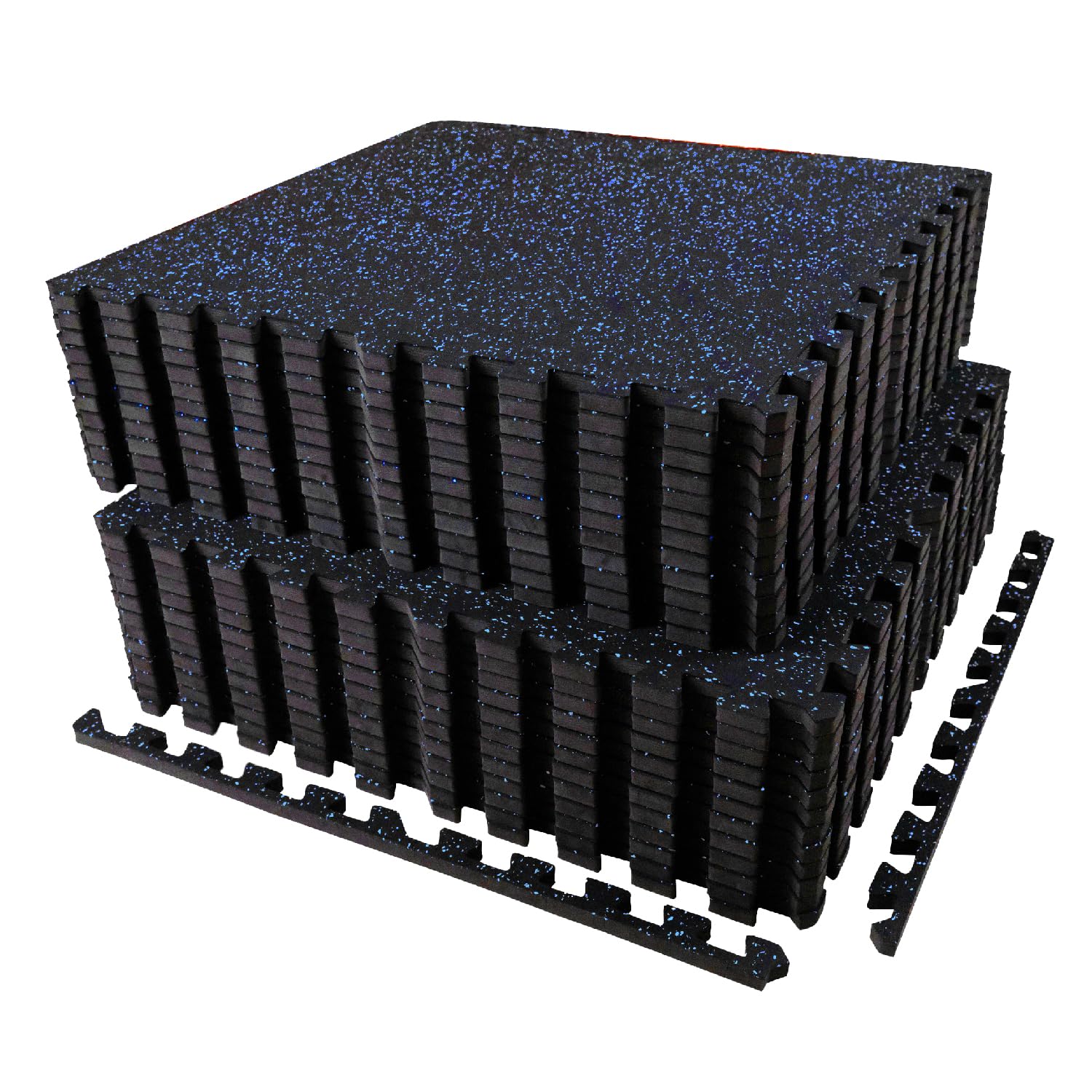 AIRHOP 0.56in Thick 48 Sq Ft Exercise Equipment Mats, 12 Tiles Upgraded Rubber Top with High Density EVA Foam, Large Interlocking Puzzle Gym Flooring for Home Gym, Heavy Weight Workout, 24 x 24in