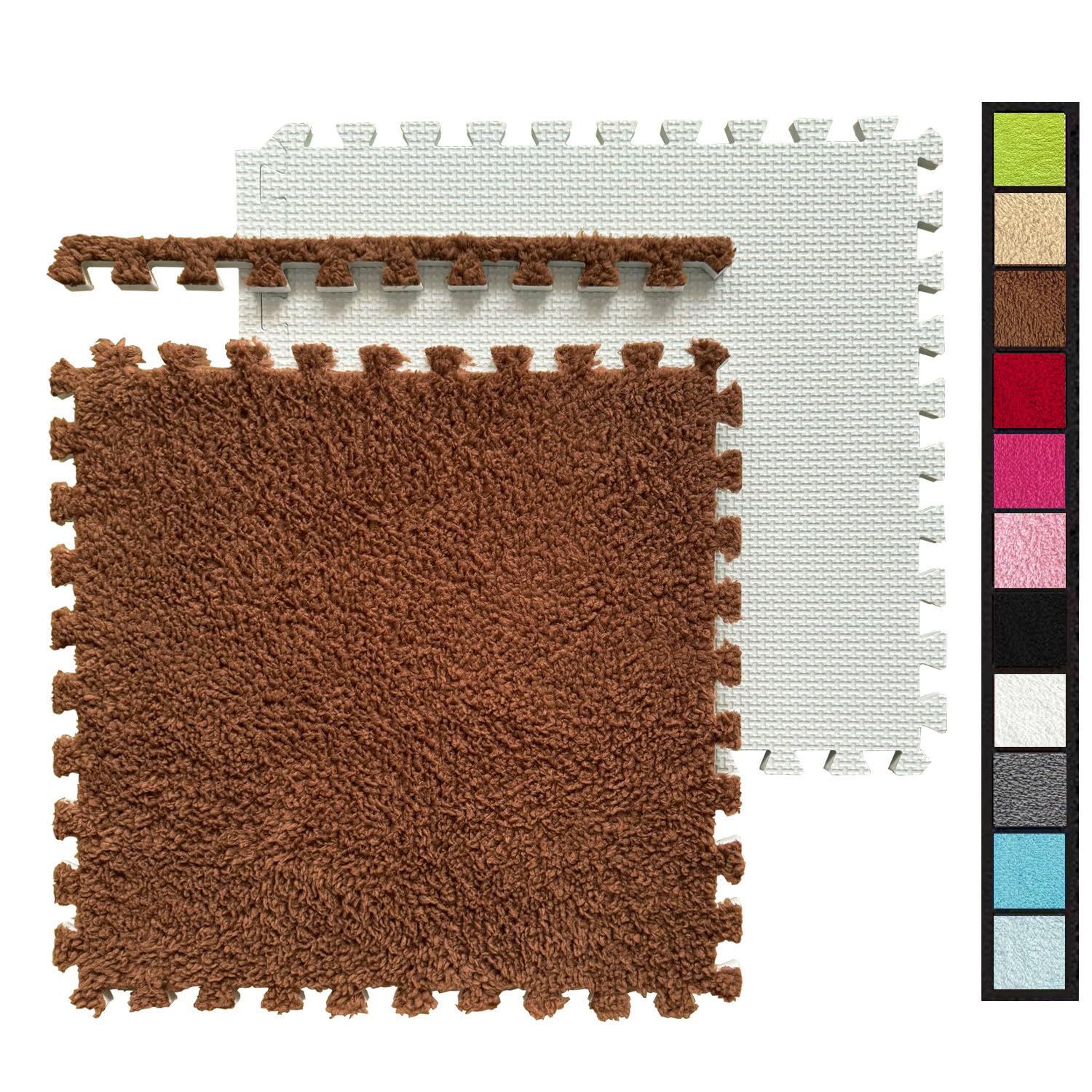 16 Pcs Kids Foam Interlocking Carpet Tiles with Border, Thick Carpet Squares Plush Floor Playmats Baby Crawling Rug - 49" x 49" (Navy Blue, 16 Tiles)