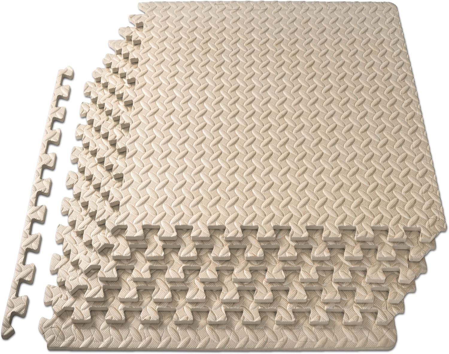 ProsourceFit Puzzle Exercise Mat ½ in, EVA Interlocking Foam Floor Tiles for Home Gym, Mat for Home Workout Equipment, Floor Padding for Kids, Cream, 24 in x 24 in x ½ in, 24 Sq Ft - 6 Tiles