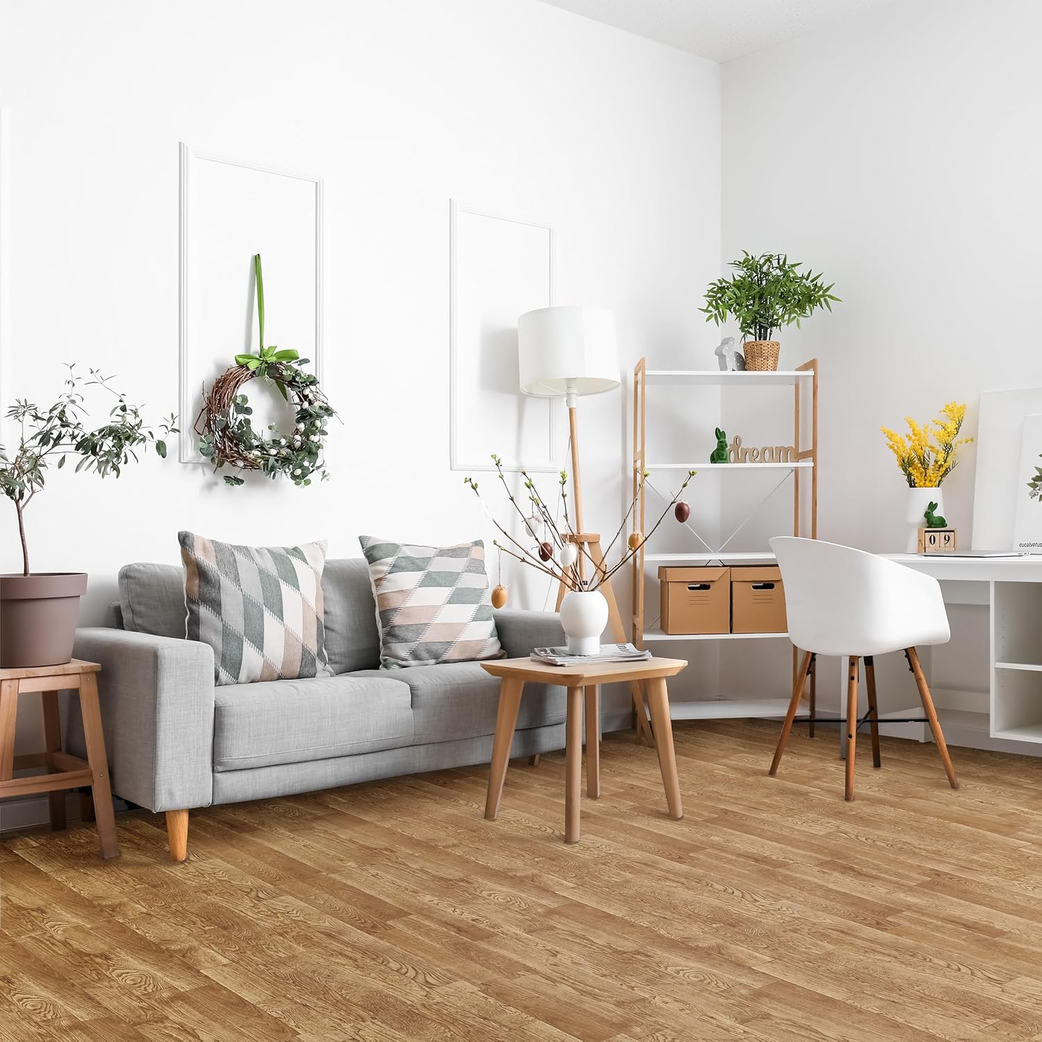 Sorbus Wood Grain Floor Tiles Foam Mat EVA Interlocking Mats Tile 3/8-Inch Thick Flooring Wood Puzzle Exercise Mats w/Borders - Home Playroom Basement, Apartment, Trade Show, Baby, Dance