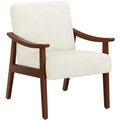 Yaheetech PU Leather Accent Chair, Mid-Century Modern Armchair with Solid Wood Legs, Reading Leisure Chair with High Back for Living Room Bedroom Waiting Room, Brown