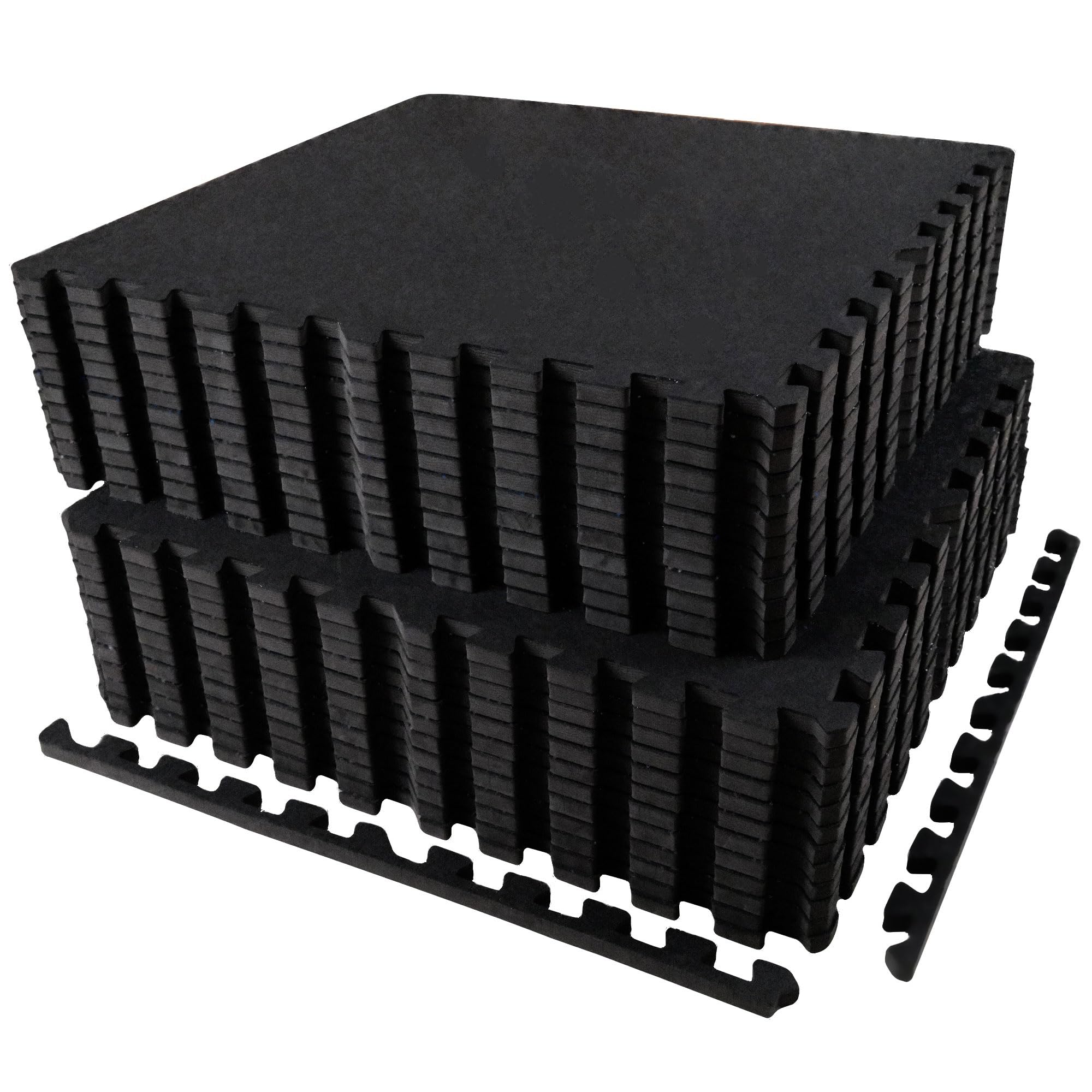 AIRHOP 0.56in Thick 48 Sq Ft Exercise Equipment Mats, 12 Tiles Upgraded Rubber Top with High Density EVA Foam, Large Interlocking Puzzle Gym Flooring for Home Gym, Heavy Weight Workout, 24 x 24in