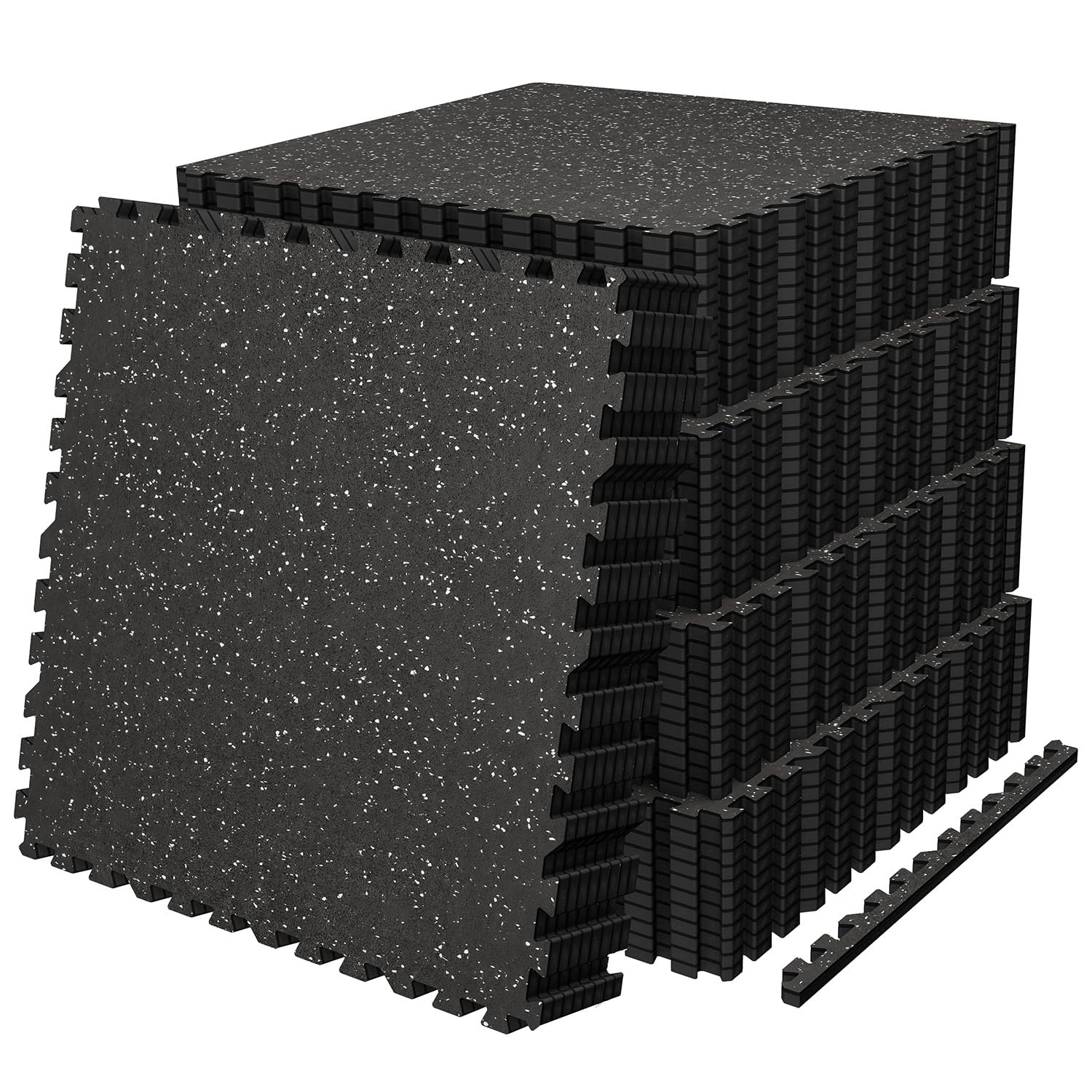 AIRHOP 0.56in Thick 48 Sq Ft Exercise Equipment Mats, 12 Tiles Upgraded Rubber Top with High Density EVA Foam, Large Interlocking Puzzle Gym Flooring for Home Gym, Heavy Weight Workout, 24 x 24in