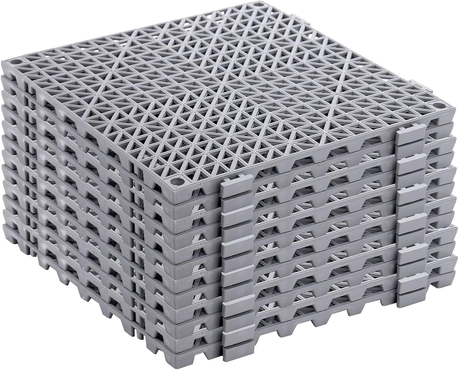 SOUJOY 12 Pieces Modular Interlocking Cushion, 11.6" x 11.6" Rubber Floor Tiles with Holes, Non-Slip Splicing Drainage Mat for Pool Shower Bathroom Kitchen Patio Balcony Yard Pet Area