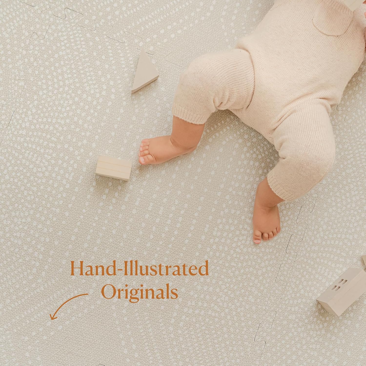 Toddlekind Playmat - Premium Foam Playmat, 4 x 6 feet, 6 Tile Extra Thick Foam Floor Puzzle Mat for Babies/Toddlers Stylish, Non-Toxic, Odorless. Perfect for Tummy Time, Crawling, & Play. 0m+ (Cream)