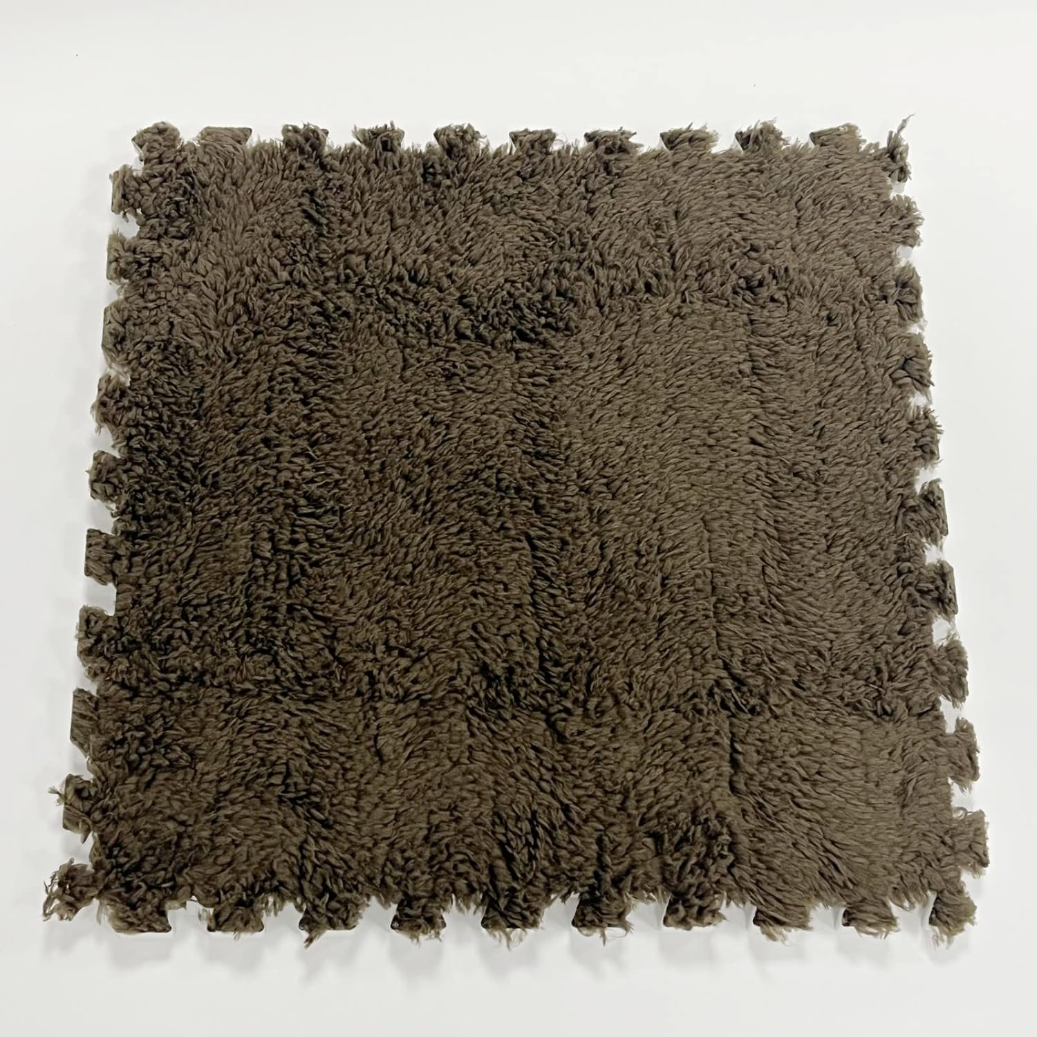 smabee Interlocking Carpet Shaggy Soft EVA Foam Mats Fluffy Area Rugs Protective Floor Tiles Exercise Play Mat for Children Kids Room Home Parlor Bedroom (12 Pcs, Brown)