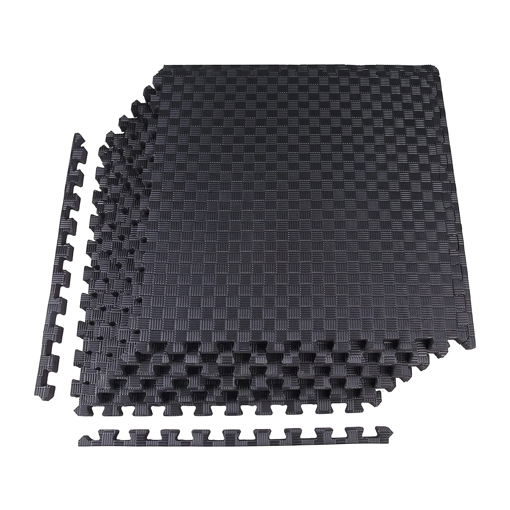 BalanceFrom Puzzle Exercise Mat 1/2' Thick, EVA Interlocking Foam Floor Tiles for Home Gym, Mat for Home Workout Equipment, Floor Padding for Kids, Black, 24 in x 24 in x 1/2 in, 24 Sq Ft - 6 Tiles