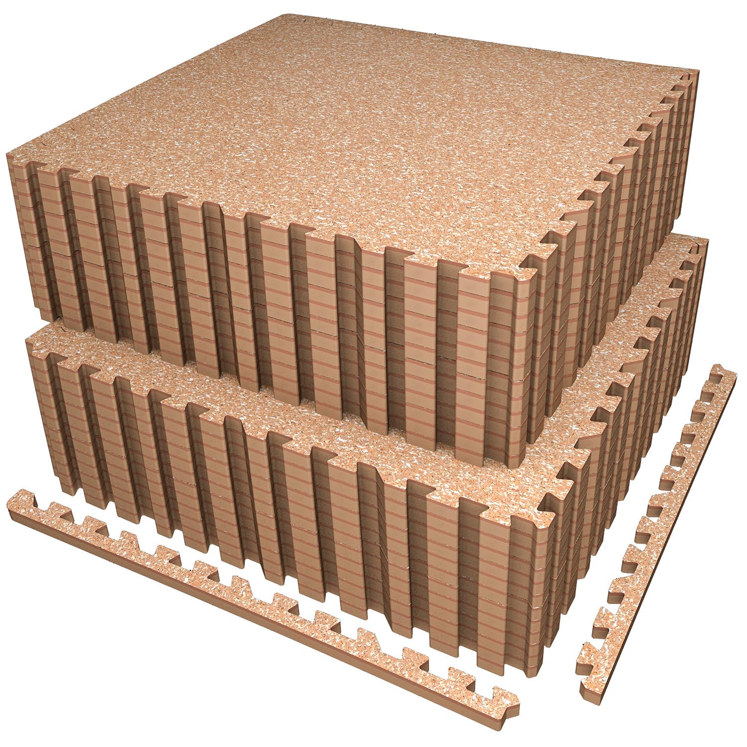 AIRHOP 0.56in Thick 48 Sq Ft Exercise Equipment Mats, 12 Tiles Upgraded Rubber Top with High Density EVA Foam, Large Interlocking Puzzle Gym Flooring for Home Gym, Heavy Weight Workout, 24 x 24in