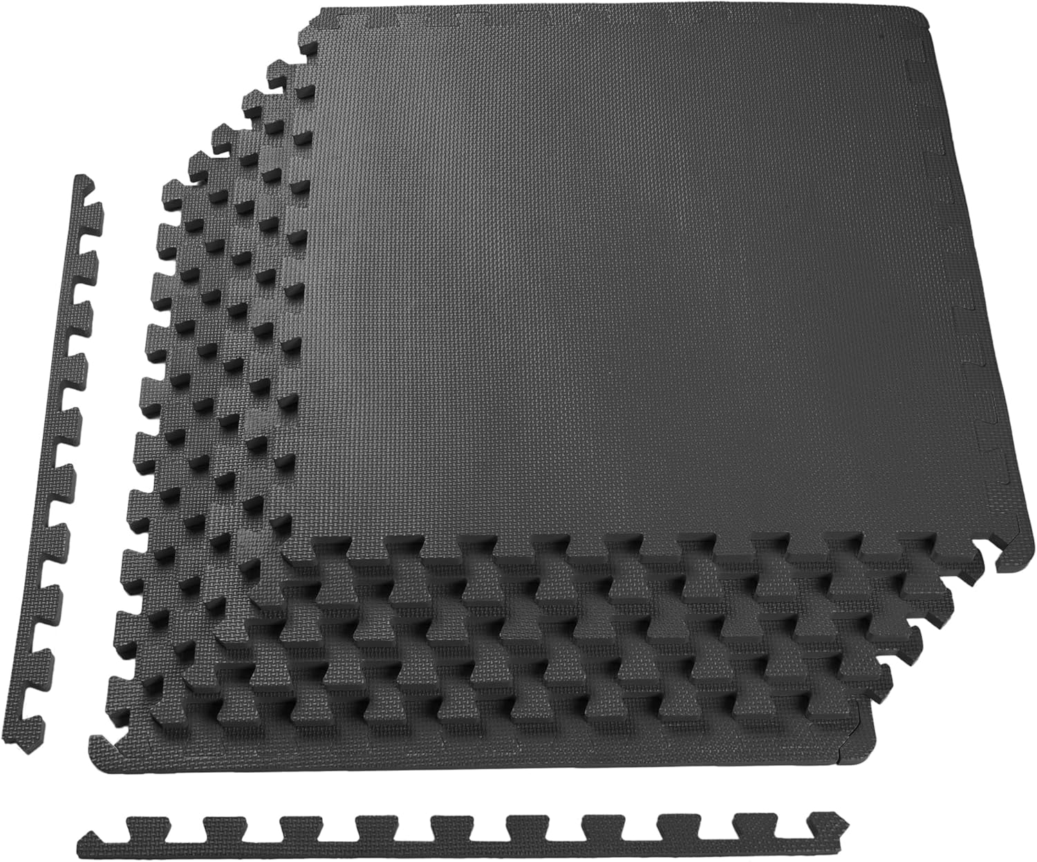 BalanceFrom Puzzle Exercise Mat 1/2' Thick, EVA Interlocking Foam Floor Tiles for Home Gym, Mat for Home Workout Equipment, Floor Padding for Kids, Black, 24 in x 24 in x 1/2 in, 24 Sq Ft - 6 Tiles