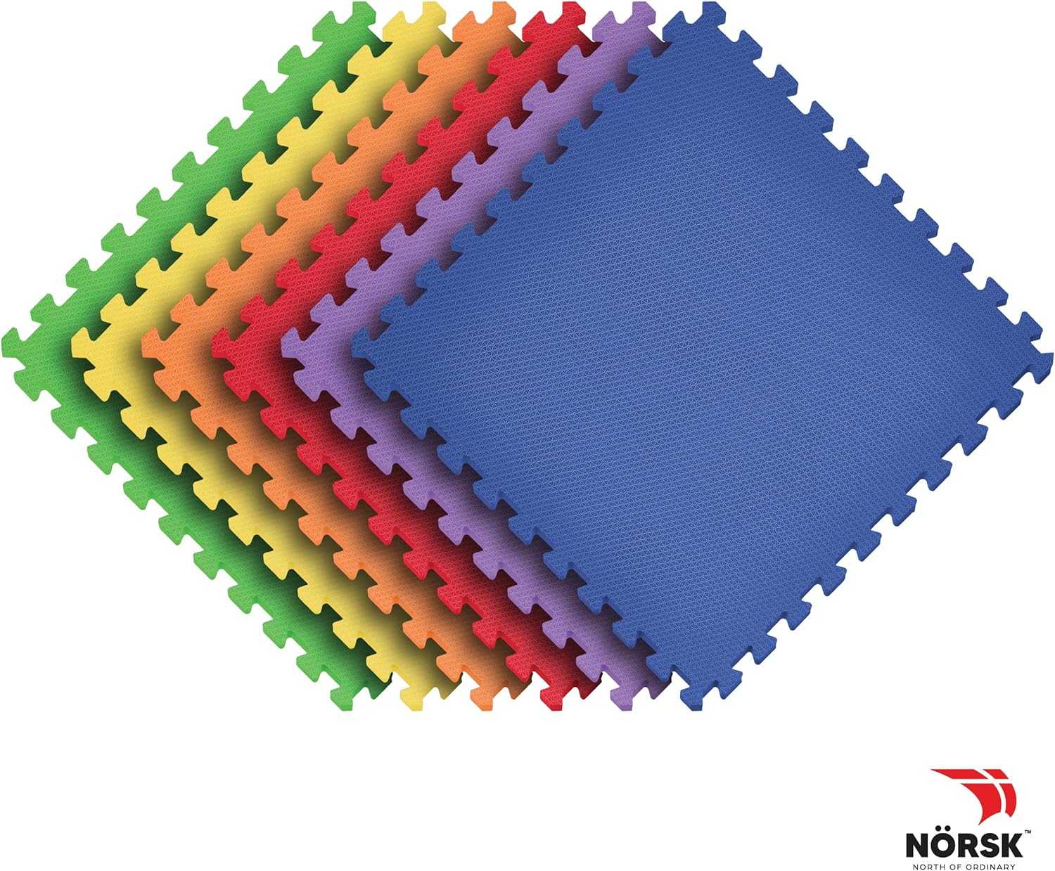 Norsk Kids Puzzle Play Mats Interlocking EVA Foam Floor Tiles Solid Color, 30 Tiles - 120 Sq. Ft., 1/2" Thick, Rainbow Pack