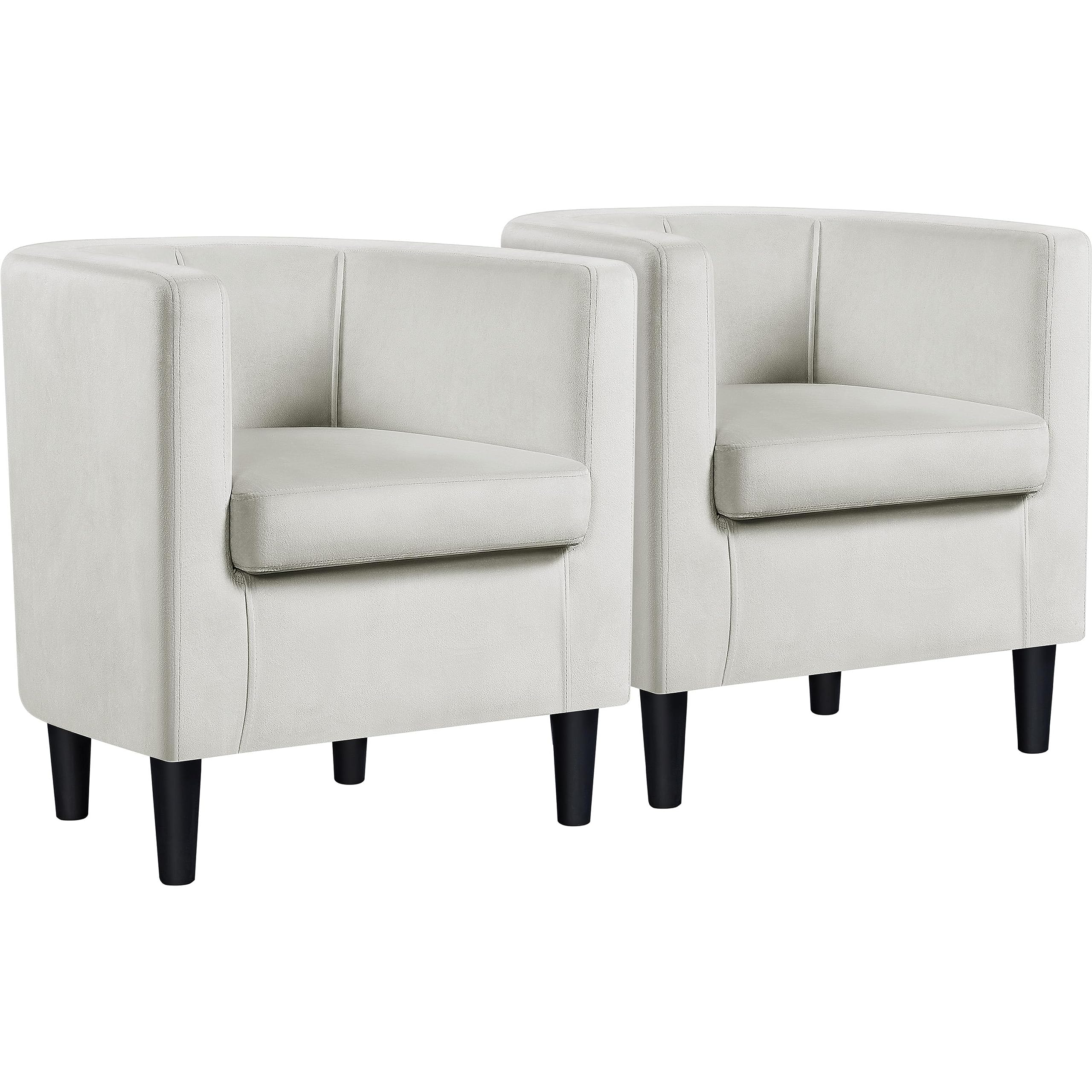 Yaheetech Accent Chair, PU Leather, Modern and Comfortable Armchairs, Upholstered Barrel Sofa Chair for Living Room Bedroom Waiting Room, 2PCS, Brown