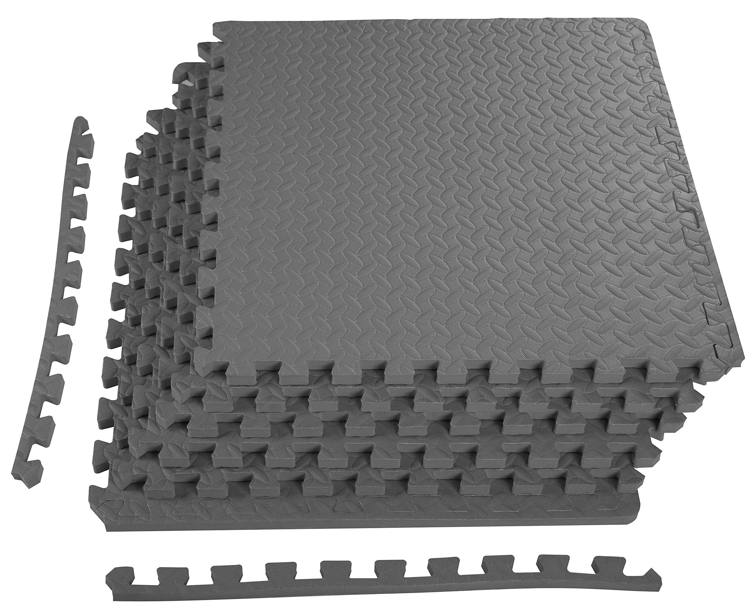 BalanceFrom Puzzle Exercise Mat 1/2' Thick, EVA Interlocking Foam Floor Tiles for Home Gym, Mat for Home Workout Equipment, Floor Padding for Kids, Black, 24 in x 24 in x 1/2 in, 24 Sq Ft - 6 Tiles