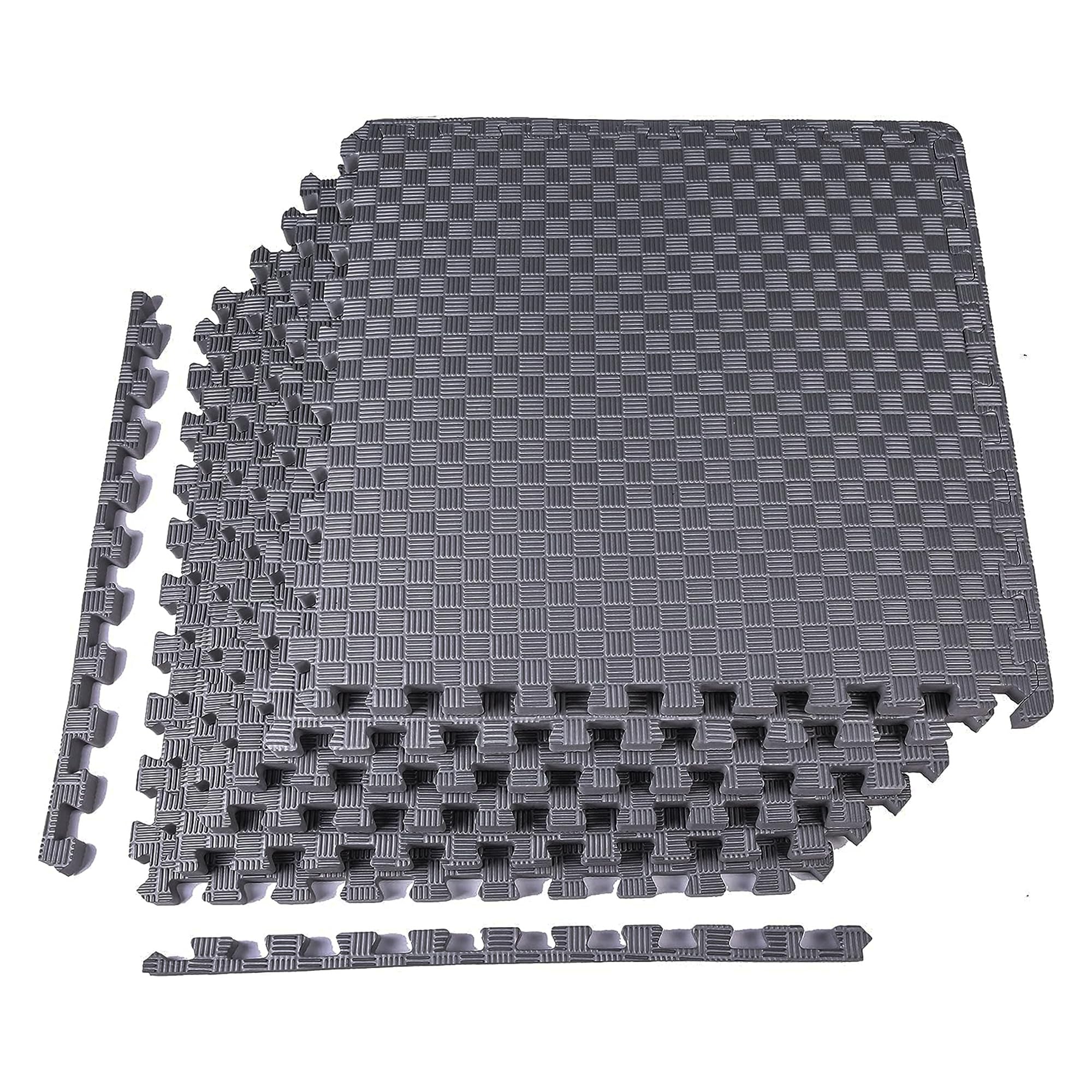 BalanceFrom Puzzle Exercise Mat 1/2' Thick, EVA Interlocking Foam Floor Tiles for Home Gym, Mat for Home Workout Equipment, Floor Padding for Kids, Black, 24 in x 24 in x 1/2 in, 24 Sq Ft - 6 Tiles